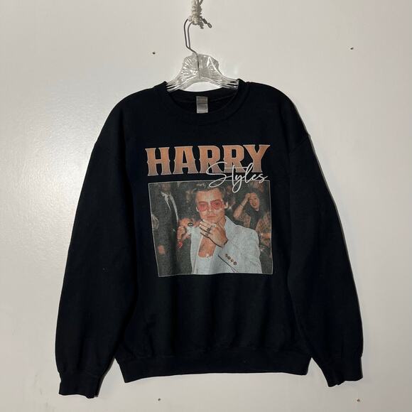 Harry Styles Graphic Print Black Long Sleeve Heavy Blend Sweater Women’s Size M - Picture 1 of 7